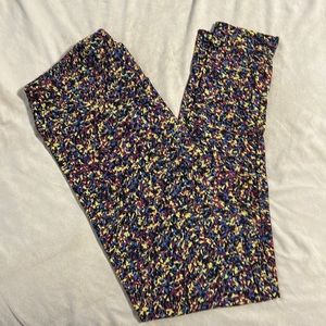 LuLaRoe Blue/Green Print Tall & Curvy (TC) Leggings, like new